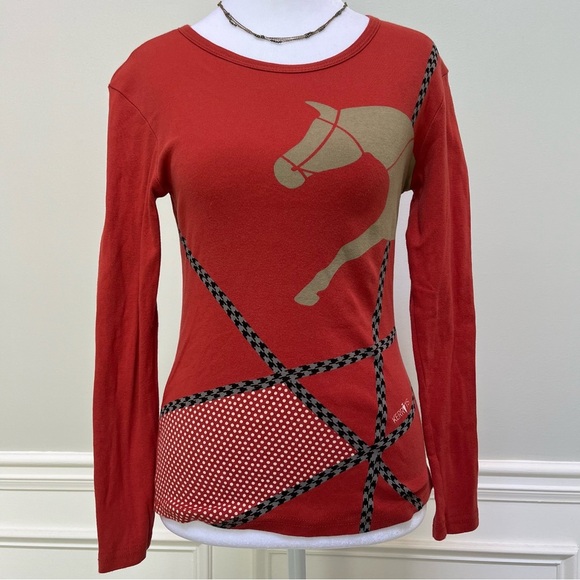 Kerrits Burnt Sienna Equestrian Long Sleeve Tee Sz L - Picture 1 of 8